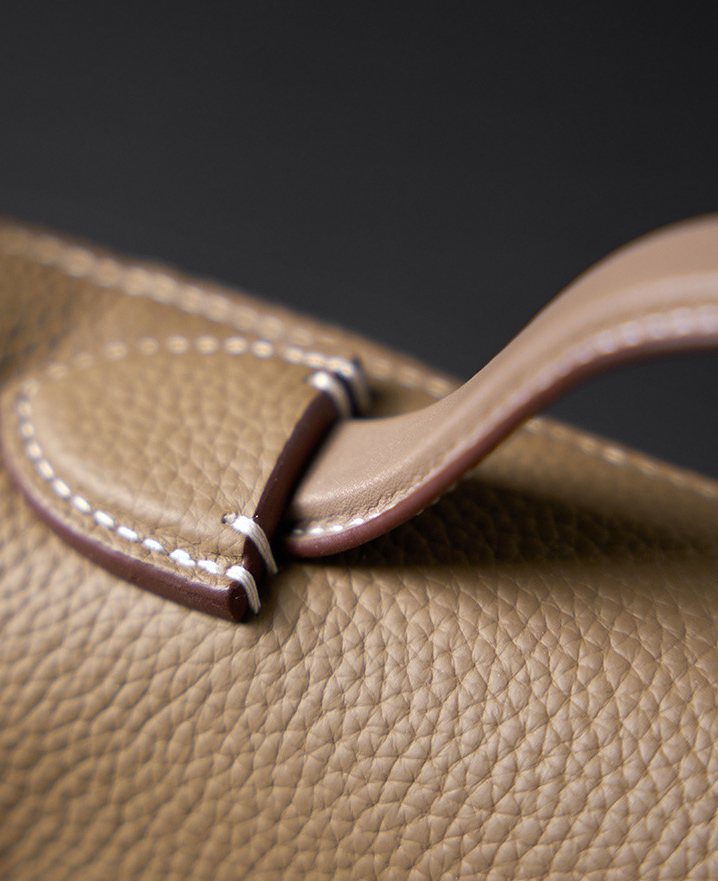 DEEPKEE original nubuck handmade full-grain genuine leather cowhide bag 頭層牛皮餃子包手提單肩斜挎背包 2519 號