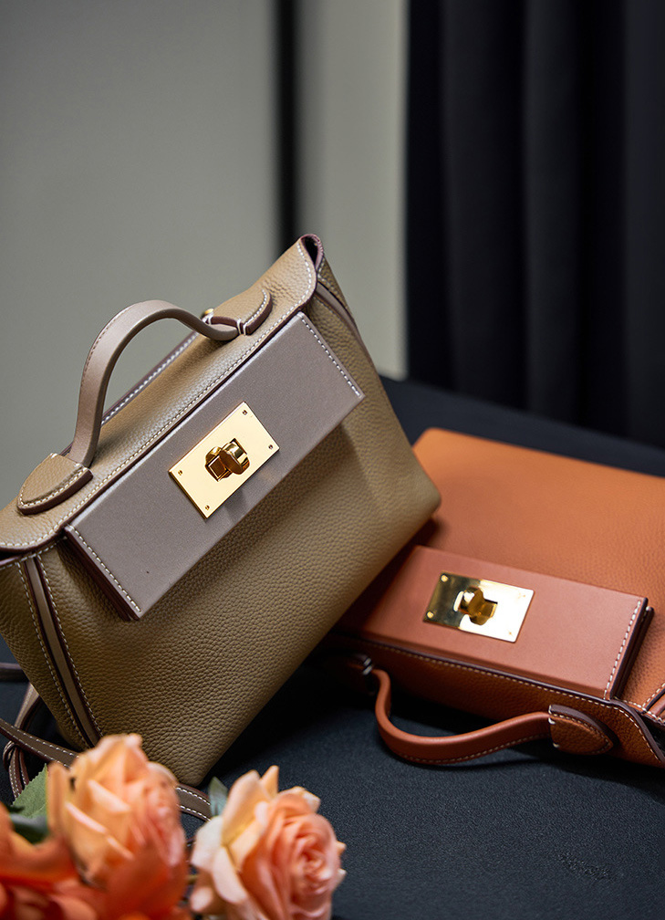 DEEPKEE original nubuck handmade full-grain genuine leather cowhide bag 頭層牛皮餃子包手提單肩斜挎背包 2519 號