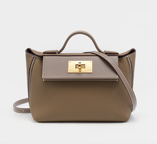 DEEPKEE original nubuck handmade full-grain genuine leather cowhide bag 頭層牛皮餃子包手提單肩斜挎背包 2519 號