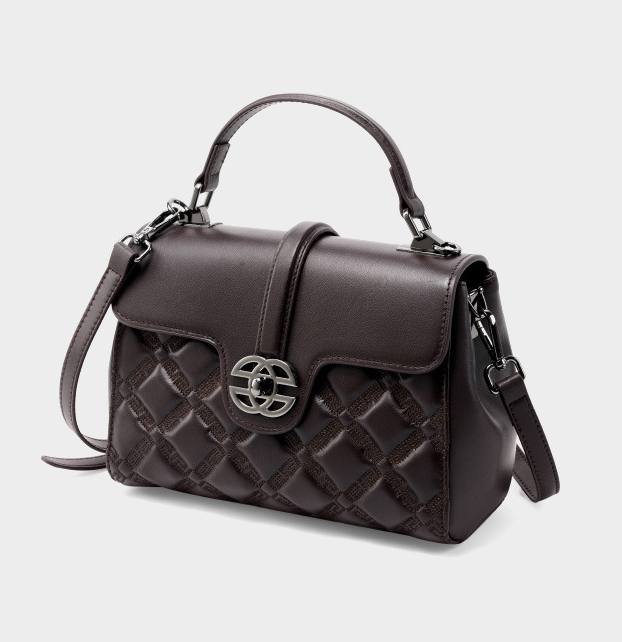 DEEPKEE original nubuck handmade full-grain genuine leather cowhide bag 真皮菱格真皮鏈條小包 2578 號