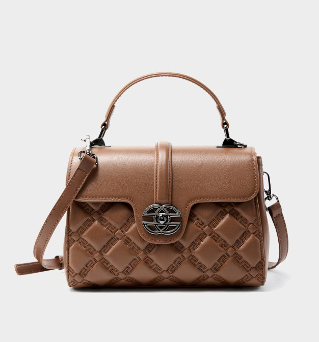 DEEPKEE original nubuck handmade full-grain genuine leather cowhide bag 真皮菱格真皮鏈條小包 2578 號