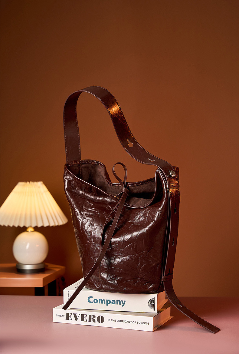 DEEPKEE original nubuck handmade full-grain genuine leather cowhide bag 真皮女包手抓紋單肩包 2580 號