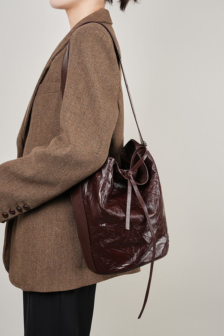 DEEPKEE original nubuck handmade full-grain genuine leather cowhide bag 真皮女包手抓紋單肩包 2580 號