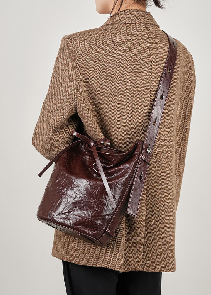 DEEPKEE original nubuck handmade full-grain genuine leather cowhide bag 真皮女包手抓紋單肩包 2580 號