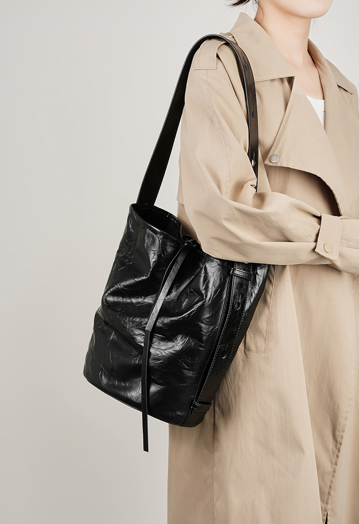 DEEPKEE original nubuck handmade full-grain genuine leather cowhide bag 真皮女包手抓紋單肩包 2580 號