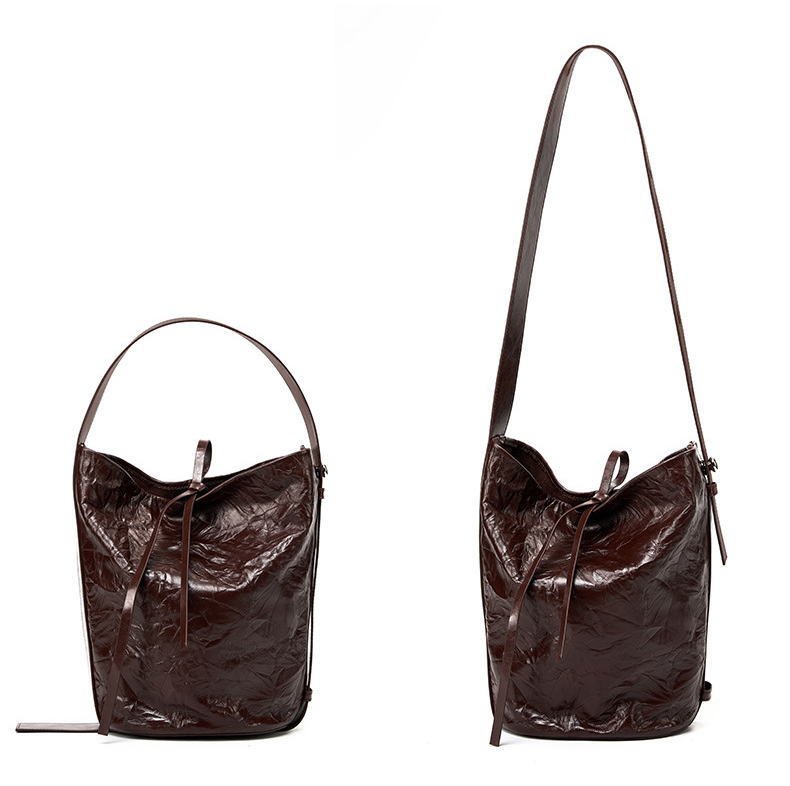 DEEPKEE original nubuck handmade full-grain genuine leather cowhide bag 真皮女包手抓紋單肩包 2580 號