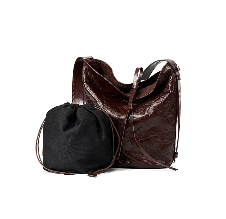 DEEPKEE original nubuck handmade full-grain genuine leather cowhide bag 真皮女包手抓紋單肩包 2580 號