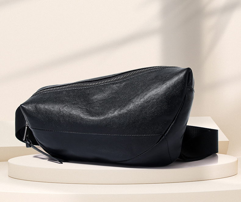 DEEPKEE 頭層牛皮單肩斜挎包 男款高級感外出便攜胸包 2712D 號