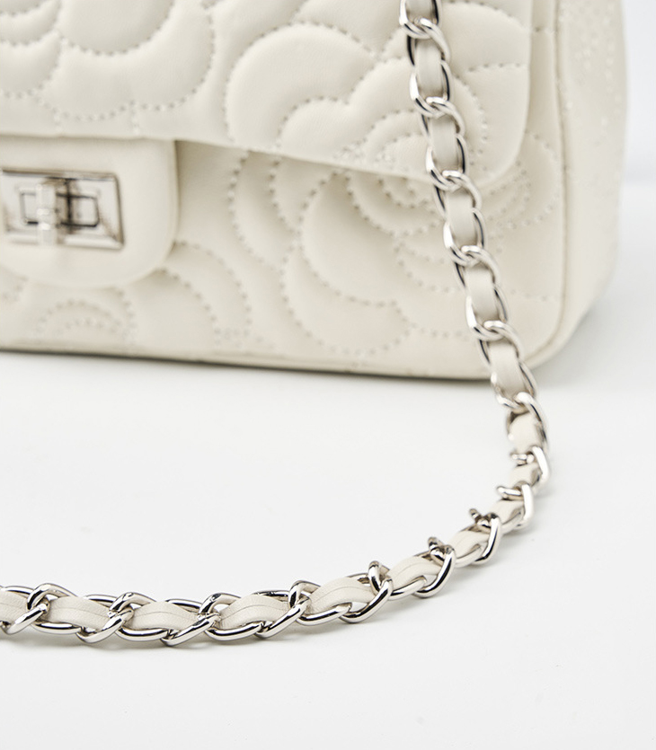 DEEPKEE original nubuck handmade full-grain genuine leather cowhide bag 山茶花头层真皮洋气菱格链条包单肩斜挎包 2780 号