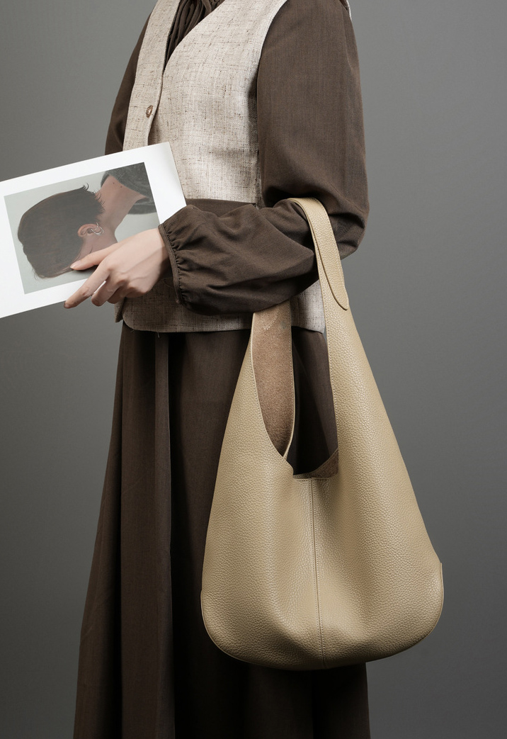 DEEPKEE original nubuck handmade full-grain genuine leather cowhide bag 頭層皮托特包高級感腋下单肩真皮包 2801 號