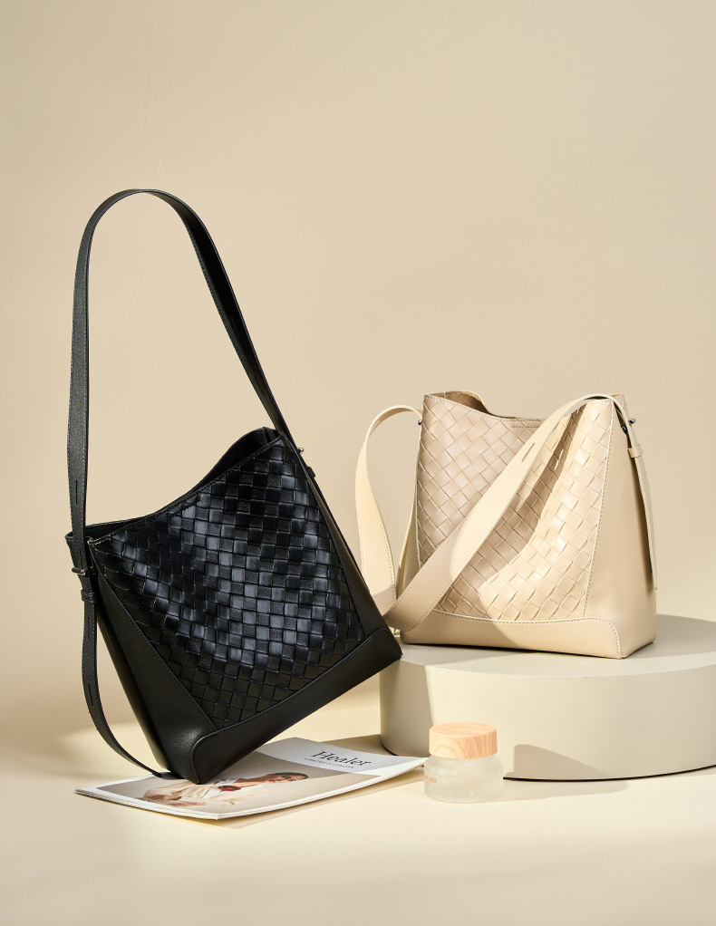 DEEPKEE original nubuck handmade full-grain genuine leather cowhide bag 牛皮手工編織大容量時尚單肩斜挎女包 2807 號