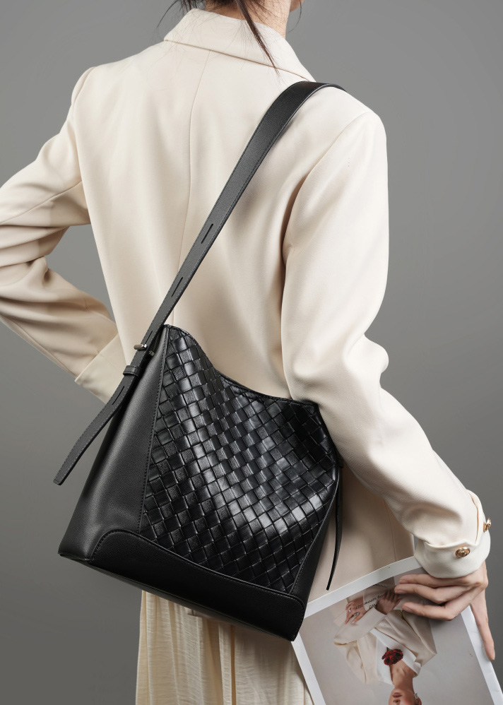 DEEPKEE original nubuck handmade full-grain genuine leather cowhide bag 牛皮手工編織大容量時尚單肩斜挎女包 2807 號