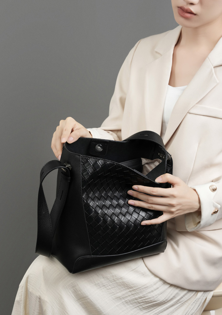 DEEPKEE original nubuck handmade full-grain genuine leather cowhide bag 牛皮手工編織大容量時尚單肩斜挎女包 2807 號