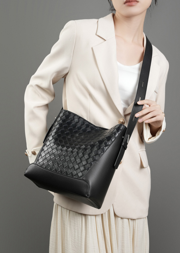 DEEPKEE original nubuck handmade full-grain genuine leather cowhide bag 牛皮手工編織大容量時尚單肩斜挎女包 2807 號