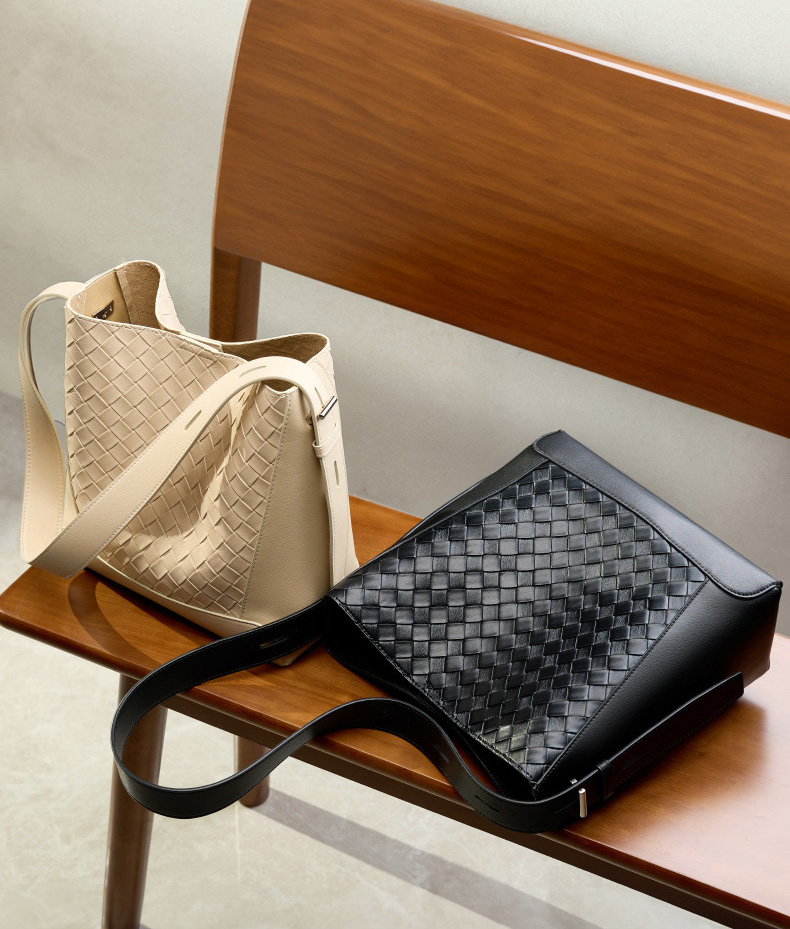 DEEPKEE original nubuck handmade full-grain genuine leather cowhide bag 牛皮手工編織大容量時尚單肩斜挎女包 2807 號