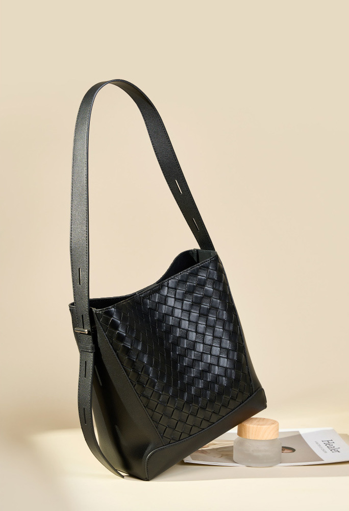 DEEPKEE original nubuck handmade full-grain genuine leather cowhide bag 牛皮手工編織大容量時尚單肩斜挎女包 2807 號