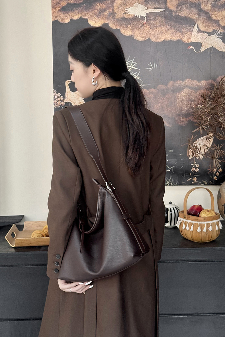 DEEPKEE original nubuck handmade full-grain genuine leather cowhide bag 真皮女包單肩腋下包復古時尚斜挎包 2827 號