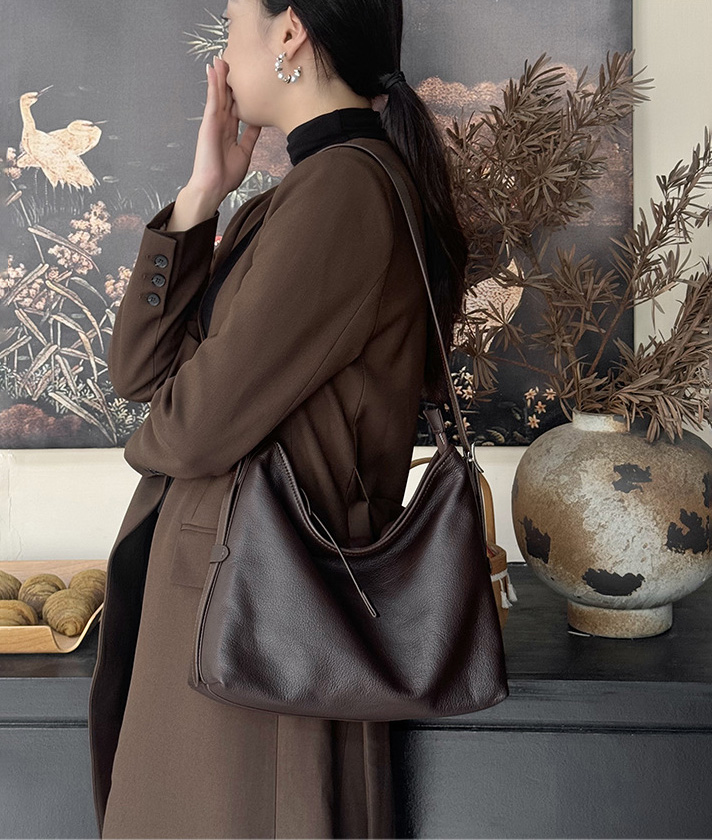 DEEPKEE original nubuck handmade full-grain genuine leather cowhide bag 真皮女包單肩腋下包復古時尚斜挎包 2827 號