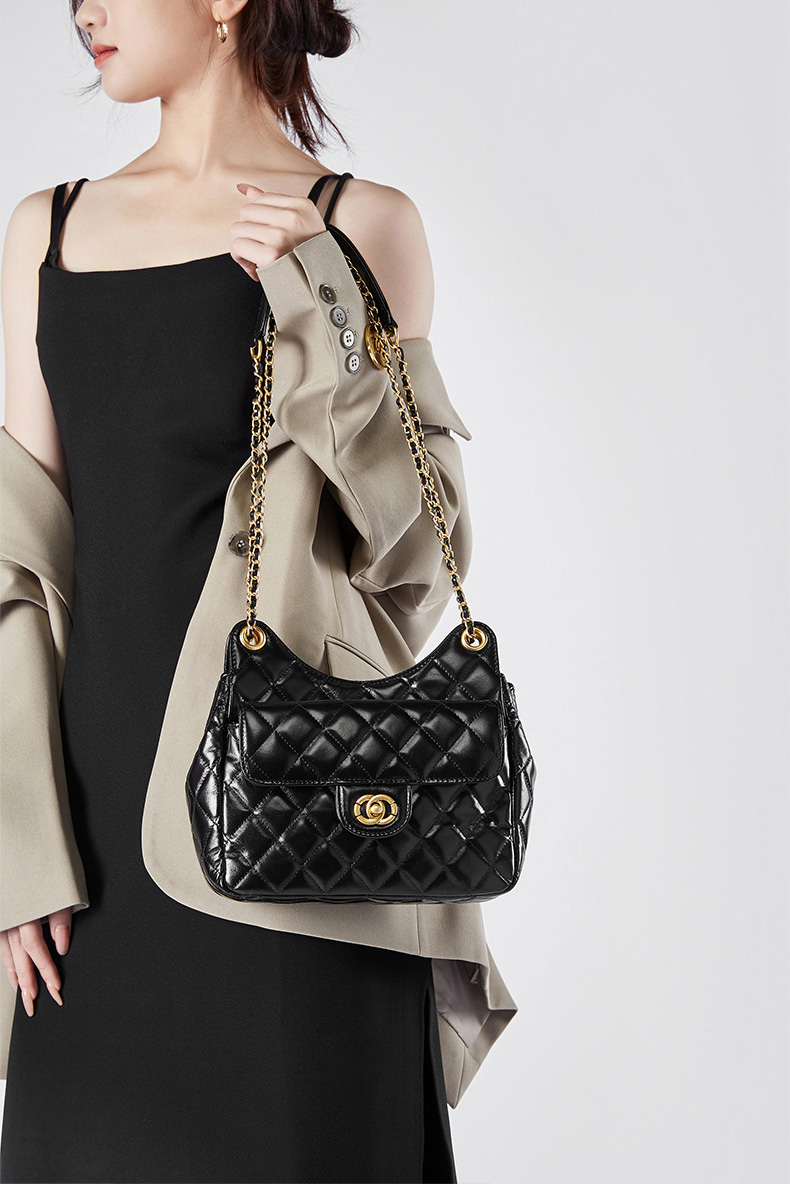 DEEPKEE original nubuck handmade full-grain genuine leather cowhide bag 頭層牛皮小香風時尚百搭單肩斜挎女包 2856 號