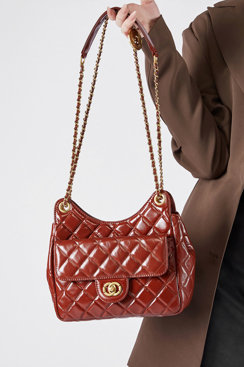 DEEPKEE original nubuck handmade full-grain genuine leather cowhide bag 頭層牛皮小香風時尚百搭單肩斜挎女包 2856 號