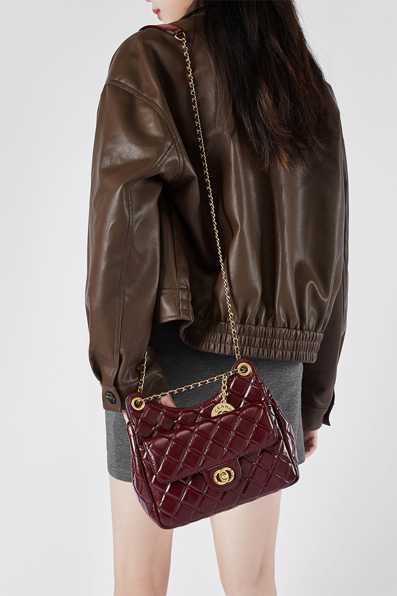 DEEPKEE original nubuck handmade full-grain genuine leather cowhide bag 頭層牛皮小香風時尚百搭單肩斜挎女包 2856 號