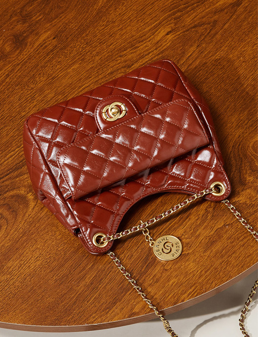 DEEPKEE original nubuck handmade full-grain genuine leather cowhide bag 頭層牛皮小香風時尚百搭單肩斜挎女包 2856 號