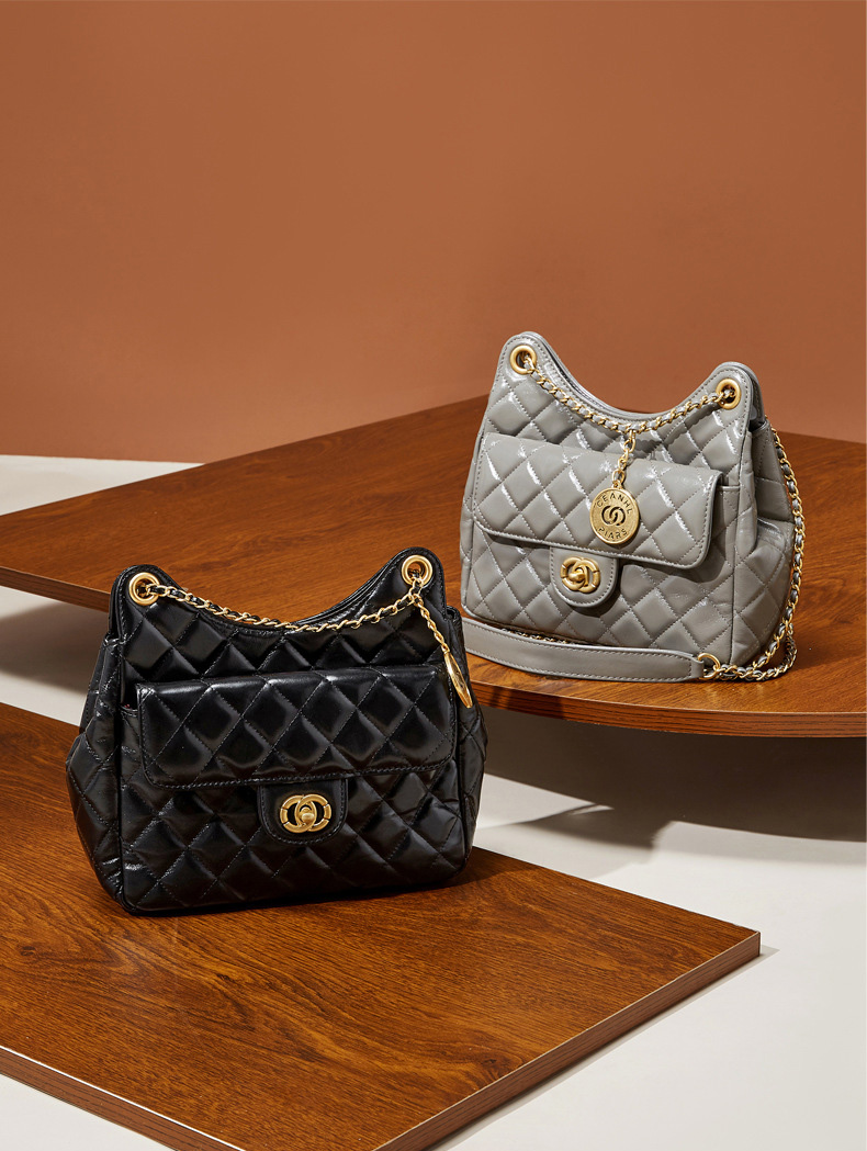 DEEPKEE original nubuck handmade full-grain genuine leather cowhide bag 頭層牛皮小香風時尚百搭單肩斜挎女包 2856 號