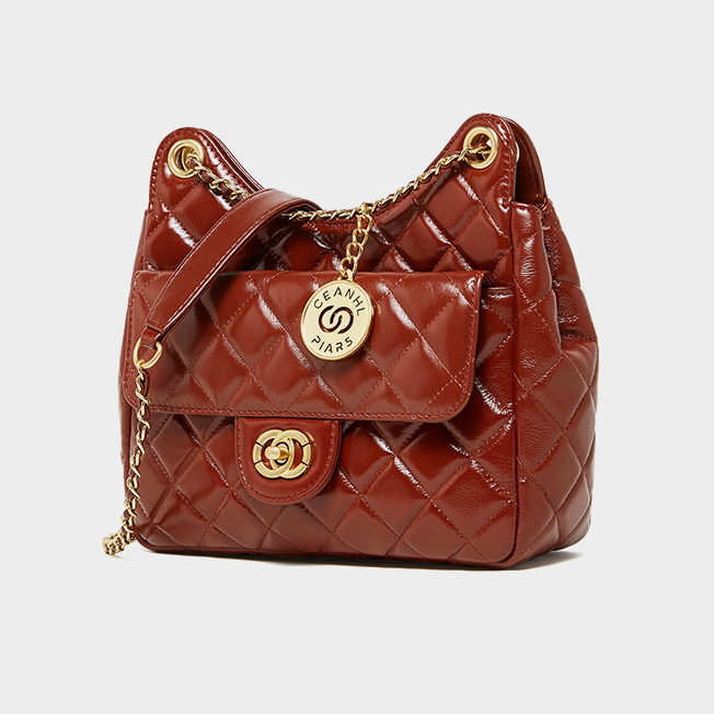 DEEPKEE original nubuck handmade full-grain genuine leather cowhide bag 頭層牛皮小香風時尚百搭單肩斜挎女包 2856 號