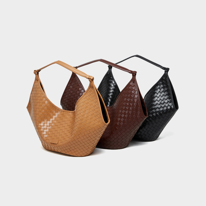 DEEPKEE original nubuck handmade full-grain genuine leather cowhide bag 新款 bags 時尚洋氣牛皮編織紋女包 2858 號