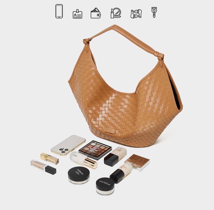 DEEPKEE original nubuck handmade full-grain genuine leather cowhide bag 新款 bags 時尚洋氣牛皮編織紋女包 2858 號