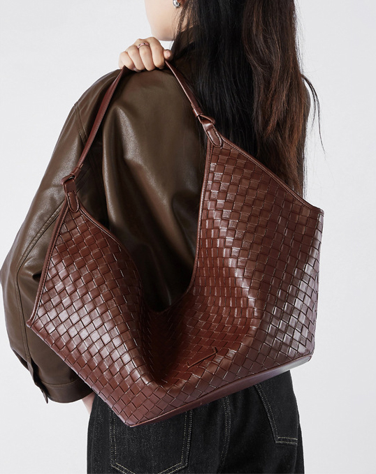 DEEPKEE original nubuck handmade full-grain genuine leather cowhide bag 新款 bags 時尚洋氣牛皮編織紋女包 2858 號