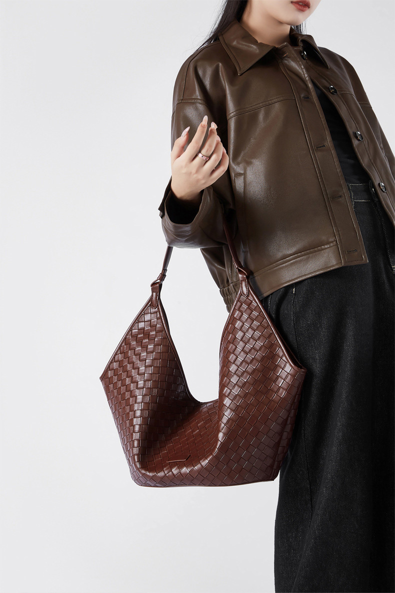 DEEPKEE original nubuck handmade full-grain genuine leather cowhide bag 新款 bags 時尚洋氣牛皮編織紋女包 2858 號