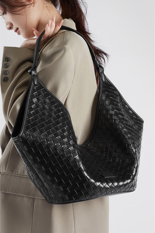 DEEPKEE original nubuck handmade full-grain genuine leather cowhide bag 新款 bags 時尚洋氣牛皮編織紋女包 2858 號