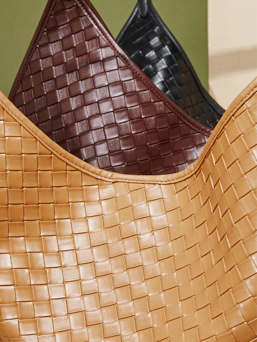 DEEPKEE original nubuck handmade full-grain genuine leather cowhide bag 新款 bags 時尚洋氣牛皮編織紋女包 2858 號