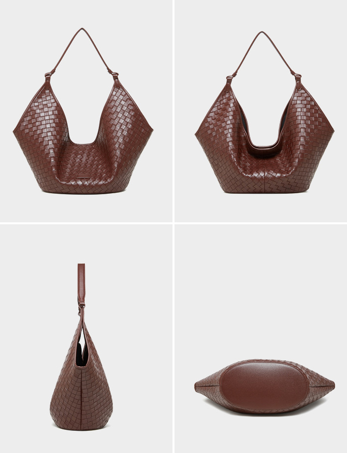 DEEPKEE original nubuck handmade full-grain genuine leather cowhide bag 新款 bags 時尚洋氣牛皮編織紋女包 2858 號