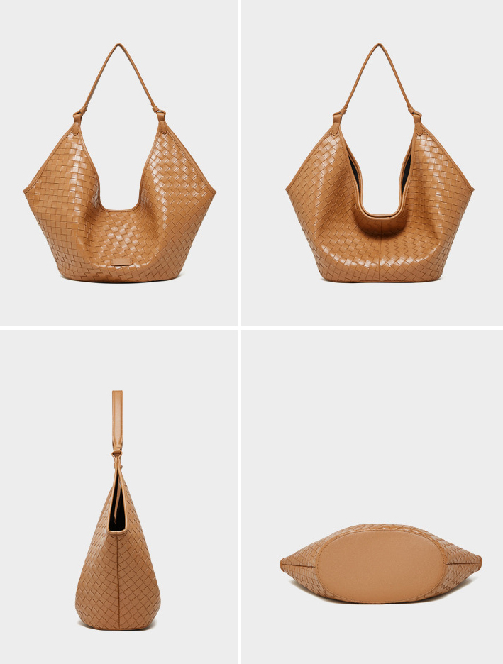 DEEPKEE original nubuck handmade full-grain genuine leather cowhide bag 新款 bags 時尚洋氣牛皮編織紋女包 2858 號