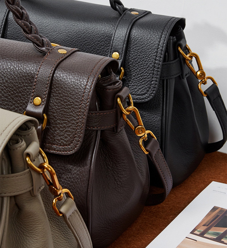 DEEPKEE original nubuck handmade full-grain genuine leather cowhide bag 真皮郵差包牛皮手提單肩斜挎包 2866 號