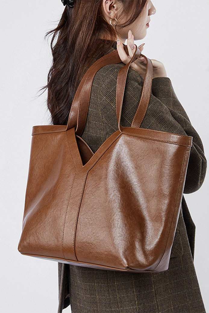 DEEPKEE original nubuck handmade full-grain genuine leather cowhide bag Y 字真皮托特包大容量手提女包 2870 號