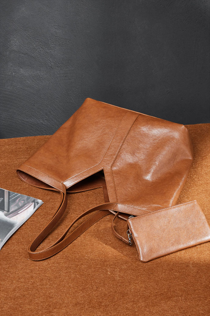 DEEPKEE original nubuck handmade full-grain genuine leather cowhide bag Y 字真皮托特包大容量手提女包 2870 號