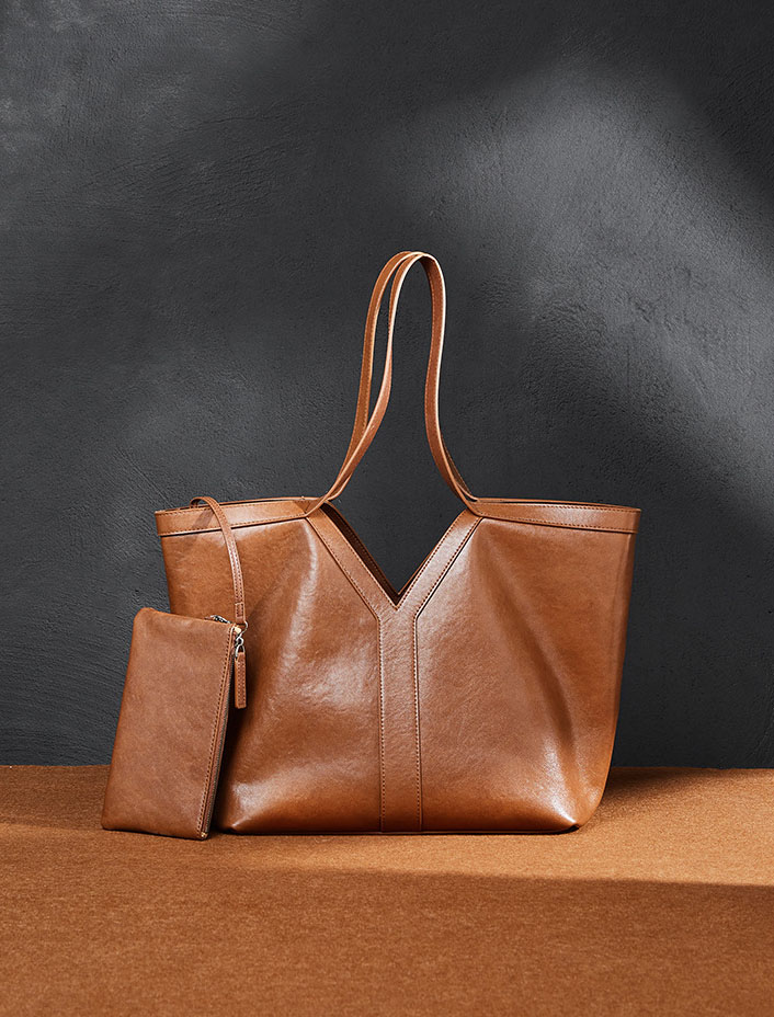 DEEPKEE original nubuck handmade full-grain genuine leather cowhide bag Y 字真皮托特包大容量手提女包 2870 號