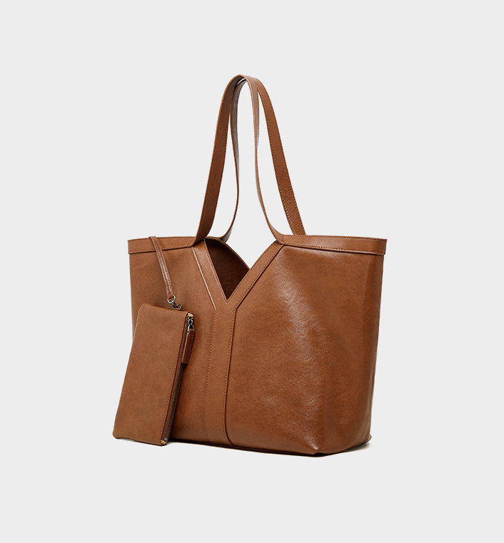 DEEPKEE original nubuck handmade full-grain genuine leather cowhide bag Y 字真皮托特包大容量手提女包 2870 號