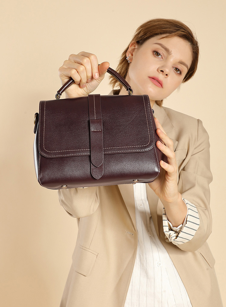 DEEPKEE original nubuck handmade full-grain genuine leather cowhide bag 頭層牛皮植鞣皮手提單肩斜挎女包 2879 號