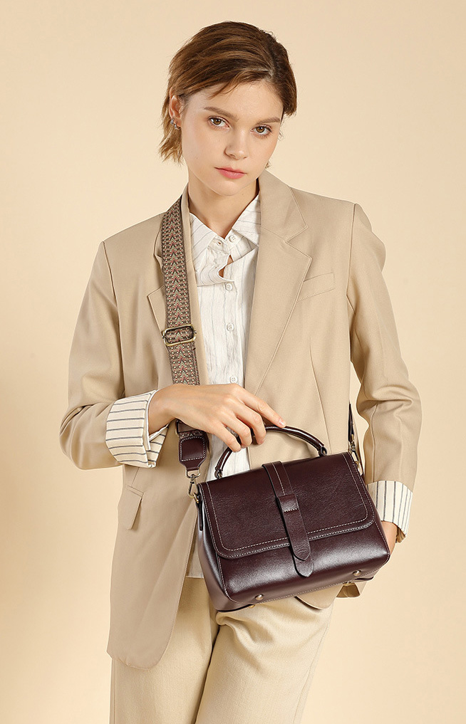 DEEPKEE original nubuck handmade full-grain genuine leather cowhide bag 頭層牛皮植鞣皮手提單肩斜挎女包 2879 號