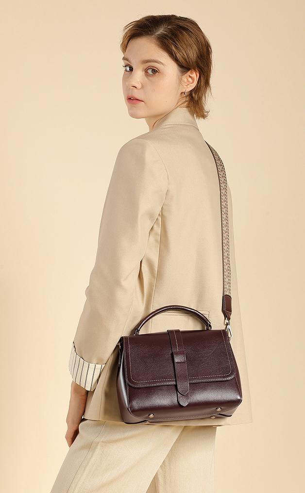DEEPKEE original nubuck handmade full-grain genuine leather cowhide bag 頭層牛皮植鞣皮手提單肩斜挎女包 2879 號
