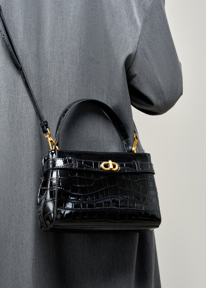 DEEPKEE original nubuck handmade full-grain genuine leather cowhide bag 鱷魚紋鎖扣小方包真皮手提斜挎包 2897 號