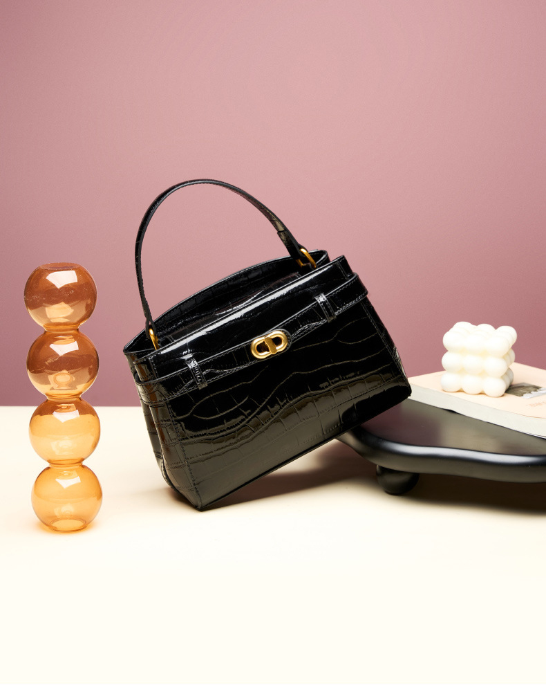 DEEPKEE original nubuck handmade full-grain genuine leather cowhide bag 鱷魚紋鎖扣小方包真皮手提斜挎包 2897 號