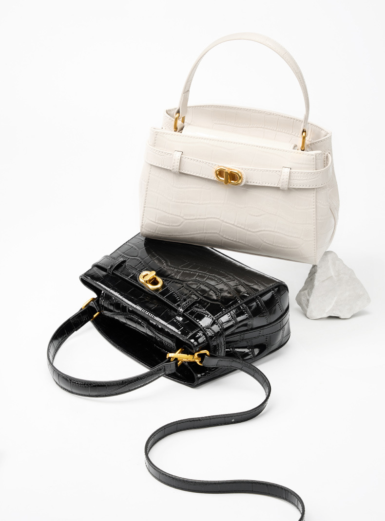 DEEPKEE original nubuck handmade full-grain genuine leather cowhide bag 鱷魚紋鎖扣小方包真皮手提斜挎包 2897 號