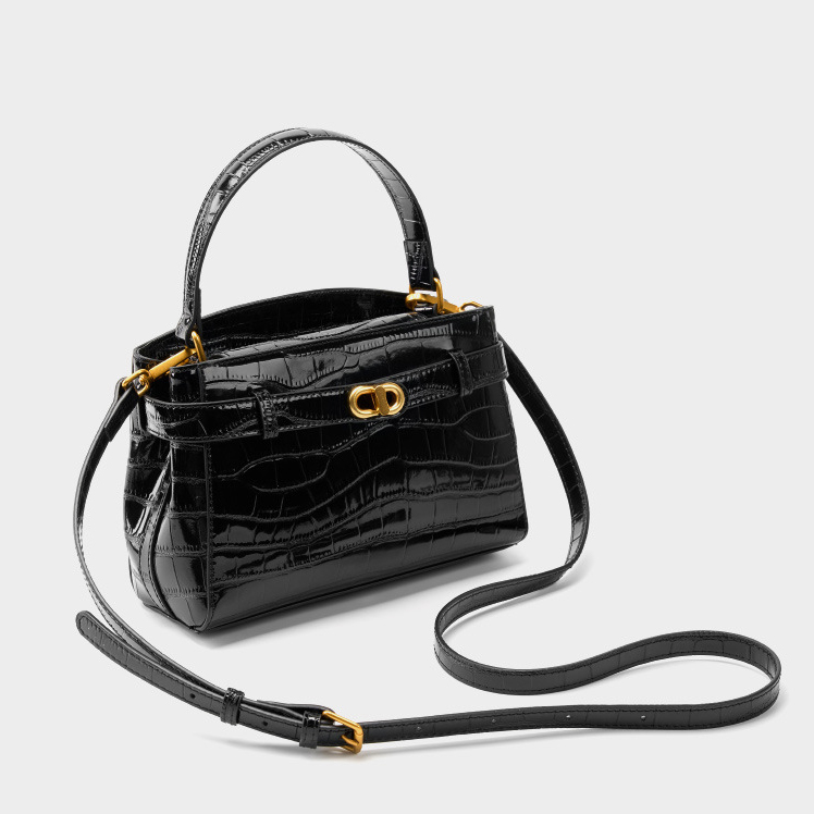 DEEPKEE original nubuck handmade full-grain genuine leather cowhide bag 鱷魚紋鎖扣小方包真皮手提斜挎包 2897 號