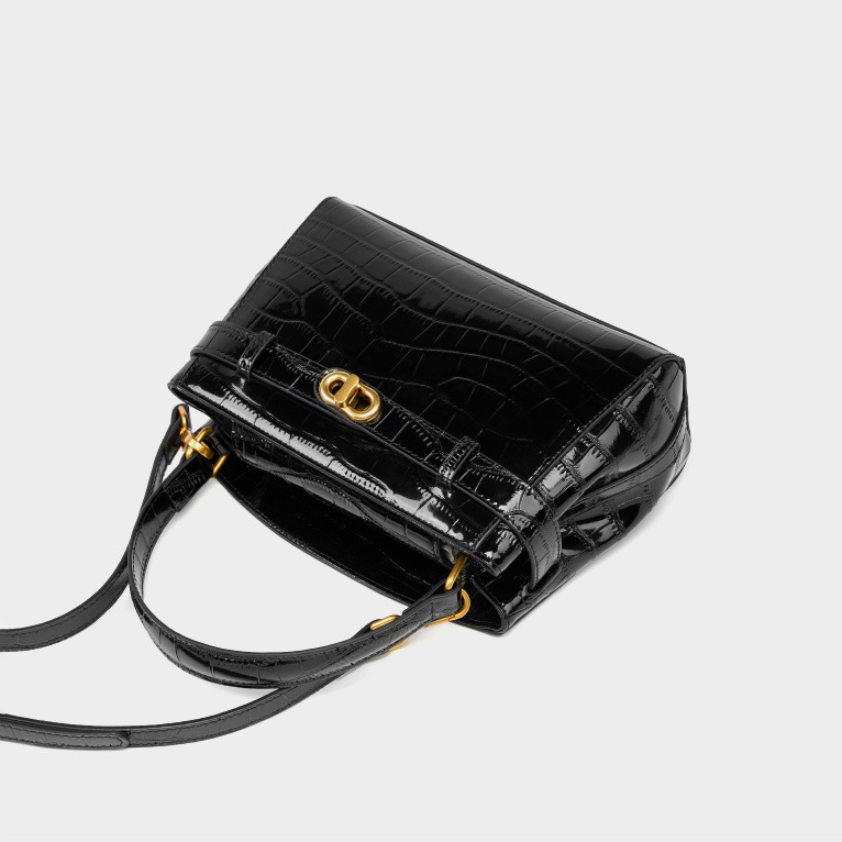 DEEPKEE original nubuck handmade full-grain genuine leather cowhide bag 鱷魚紋鎖扣小方包真皮手提斜挎包 2897 號