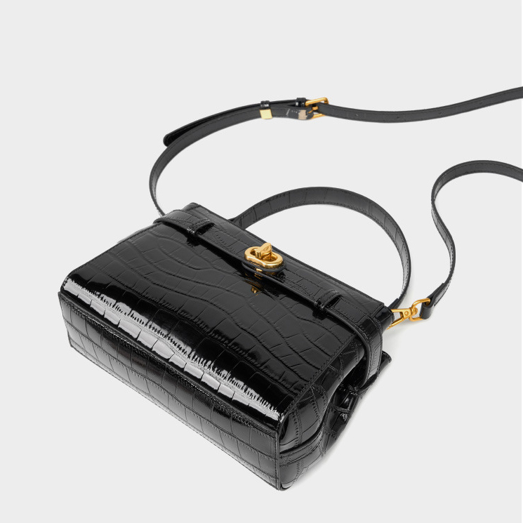 DEEPKEE original nubuck handmade full-grain genuine leather cowhide bag 鱷魚紋鎖扣小方包真皮手提斜挎包 2897 號